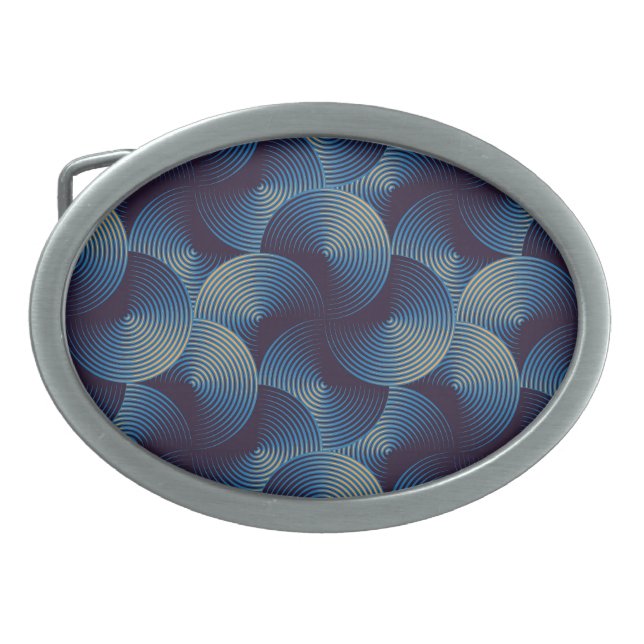 Metallic circles optical illusion, seamless patter belt buckle (Front)
