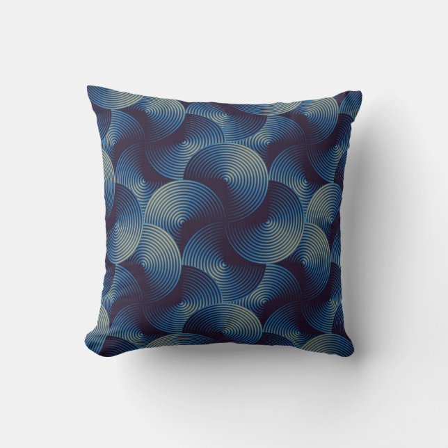 Metallic circles optical illusion, seamless patter throw pillow (Front)
