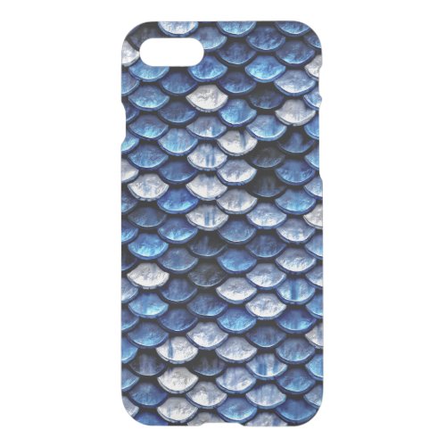 Metallic Cobalt Blue Fish Scales Pattern iPhone SE87 Case