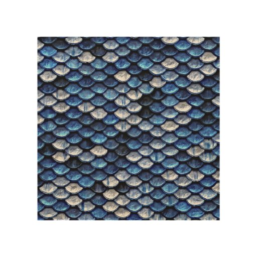 Metallic Cobalt Blue Fish Scales Pattern Wood Wall Art | Zazzle