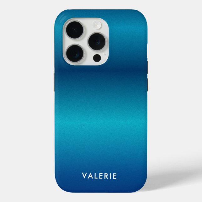 Metallic cobalt blue texture monogram Case-Mate iPhone case (Back)