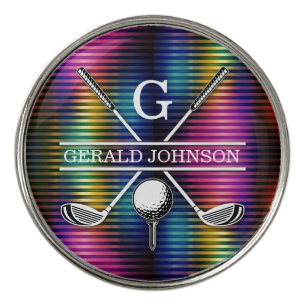 Metallic Colorful Custom Elegant Golf Monogram Ball Marker