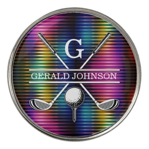 Metallic Colorful Custom Elegant Golf Monogram Golf Ball Marker