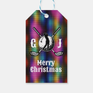 Metallic Colorful Golf Monogram Design Gift Tags