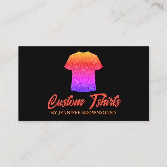 Metallic Colorful T Shirt Print Clothing Apparel Business Card