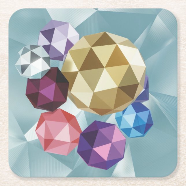 Metallic Colors Geometric Shapes Coaster Set (Front)