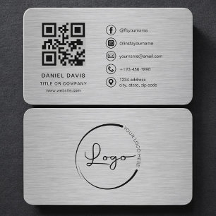 Metallic Company Logo QR Code Business Card