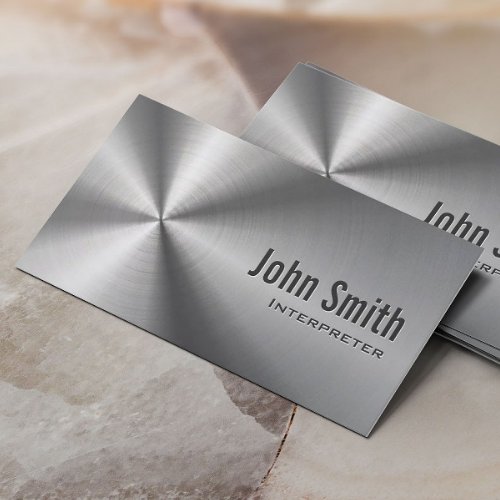 Metallic Cool Stainless Steel Interpreter Business Card