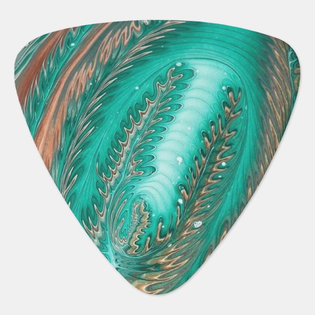 Metallic Copper and Green Guitar Pick (Front)