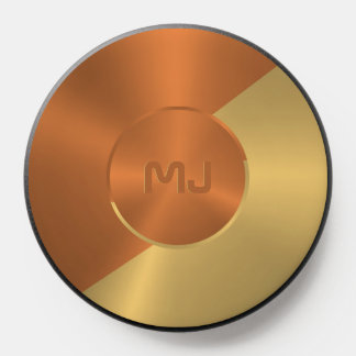 Metallic copper-brown and gold geometric design PopSocket