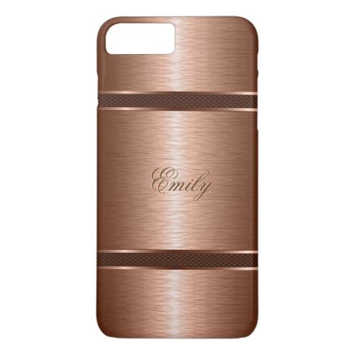 Metallic Copper Brown Brushed Aluminum Look iPhone 8 Plus7 Plus Case