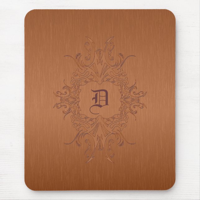 Metallic Copper Brown Brushed Aluminum Look Mouse Pad (Front)