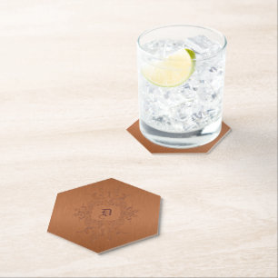 Metallic Copper Brown Brushed Aluminum Look Mouse  Paper Coaster