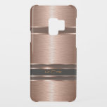 Metallic Copper-Brown Brushed Aluminum Look Uncommon Samsung Galaxy S9 Case<br><div class="desc">Metallic copper-brown brushed aluminum look with geometric stripes accents. Custom and optional monogram.</div>