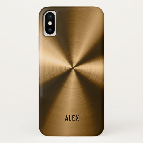 Metallic Copper Brown Faux Stainless Steel Look iPhone XS Case