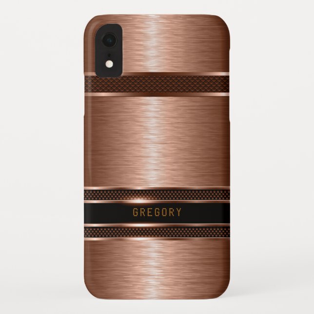 Metallic copper brown geometric design 2 Case-Mate iPhone case (Back)