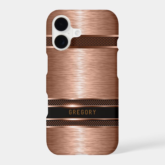 Metallic copper brown geometric design 2 iphone case (Back)