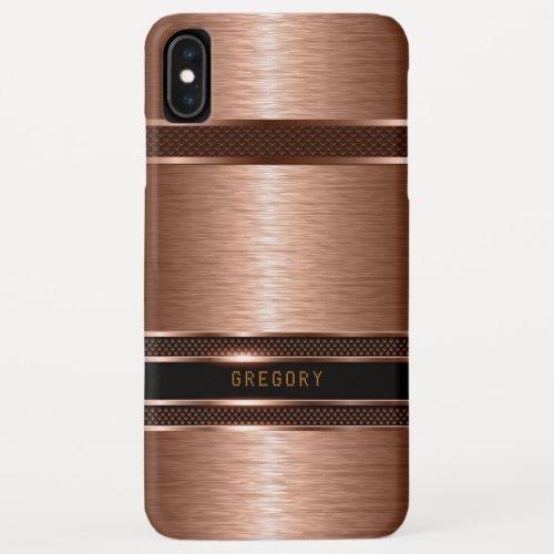 Metallic copper brown geometric design iPhone XS max case