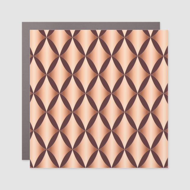 Metallic Copper Diamond, Vintage Pattern. Car Magnet (Front)