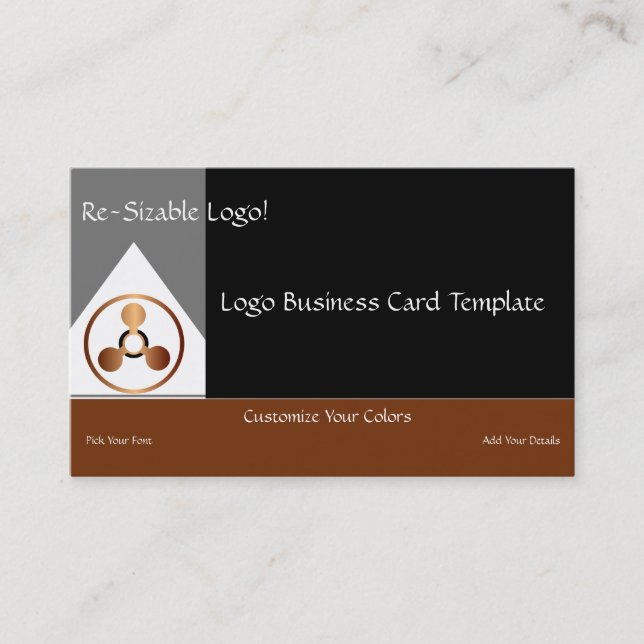 Metallic Copper Moon & Planets Logo Business Card (Front)