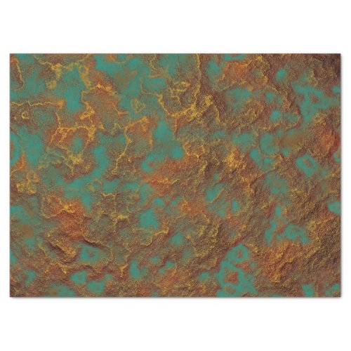 Metallic Copper Patina Rock Surface Texture Design Tissue Paper