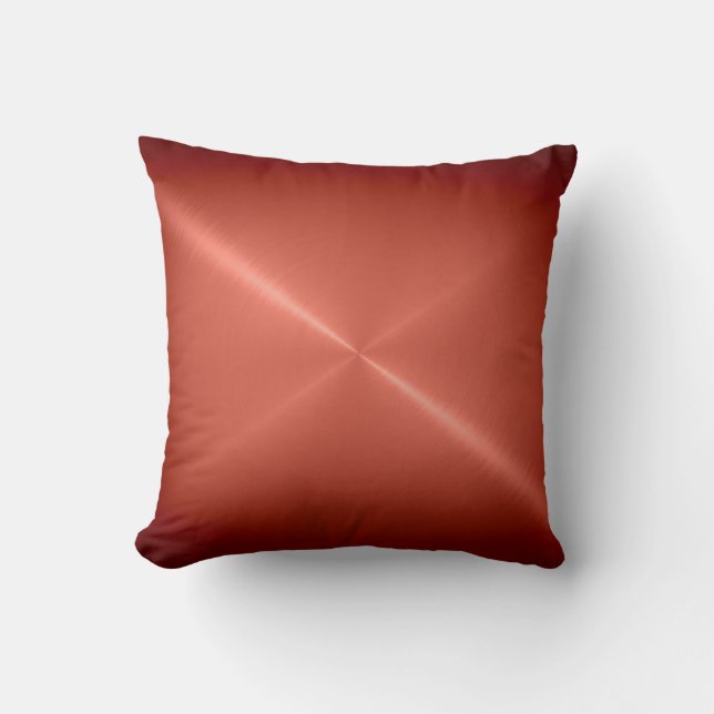 Metallic Copper Stainless Steel Metal Look Throw Pillow (Front)