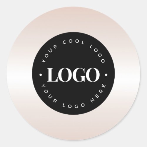 Metallic Cream Add Your Custom Logo Here Business Classic Round Sticker