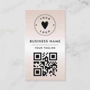 Metallic Cream Gradient Add QR Code Logo & Social Business Card
