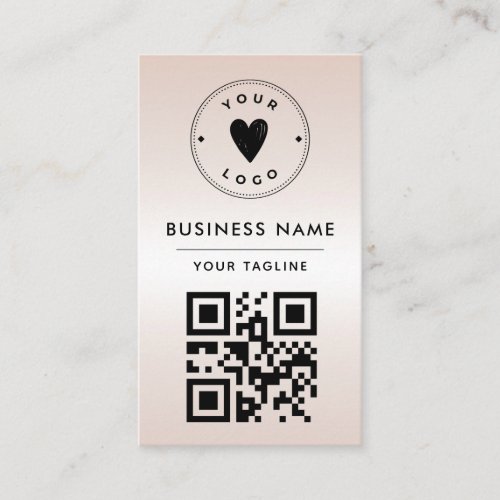 Metallic Cream Gradient Add QR Code Logo  Social Business Card