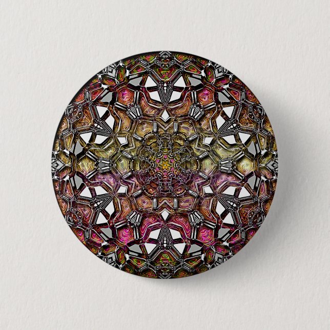 Metallic Crystal Mandala Pinback Button (Front)