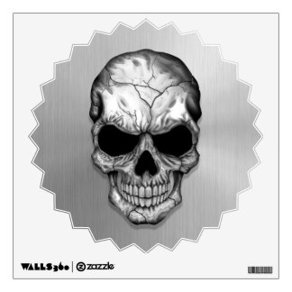 Metallic Crystal Skull on Stainless Steel Effect Wall Decal