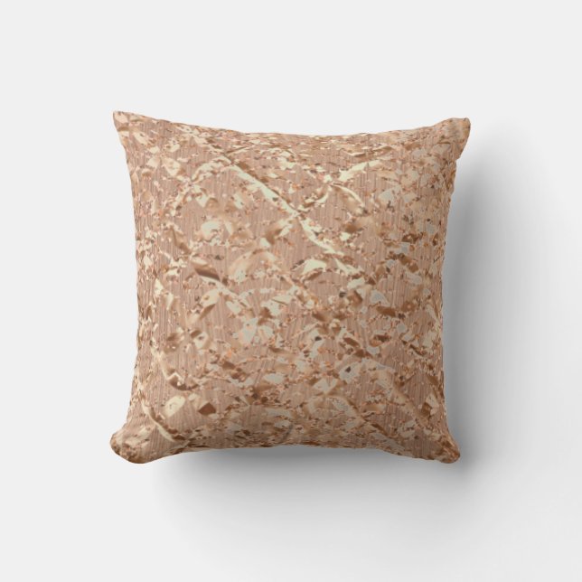 Metallic Crystals Rose Gold Makeup Sparkly Copper Throw Pillow (Front)