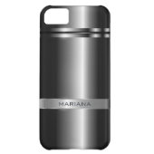 Metallic Dark Gray And Silver Stainless Steel Look Case-Mate iPhone Case (Back)