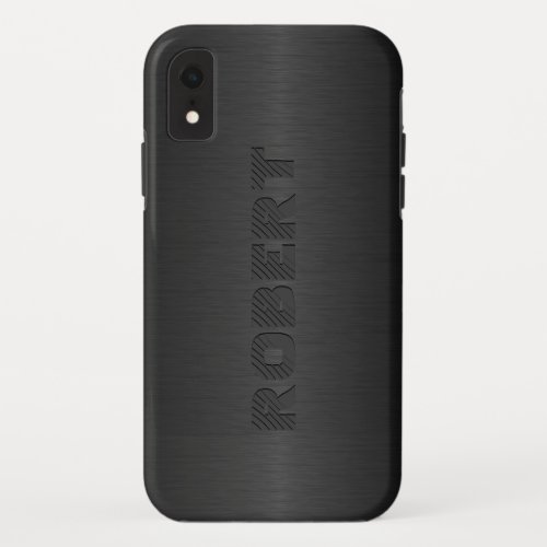 Metallic Dark_gray Brushed Aluminum Look iPhone XR Case