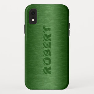 Metallic Dark-green Brushed Aluminum Look iPhone XR Case