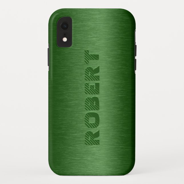 Metallic Dark-green Brushed Aluminum Look Case-Mate iPhone Case (Back)