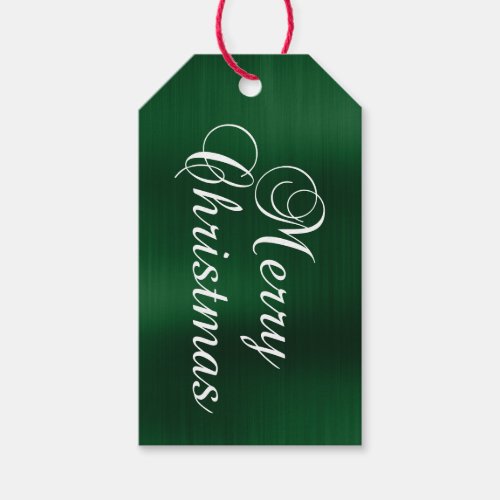 Metallic Dark Green Merry Christmas Gift Tags
