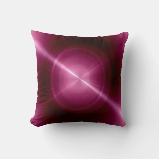 Metallic Dark Pink Stainless Steel Metal Look Throw Pillow (Front)