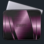 Metallic Dark Purple Brushed Aluminum Look Laptop Sleeve<br><div class="desc">Dark purple metallic design brushed aluminum look with customizable monogram This is not a metal but image that looks metallic.</div>