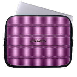 Metallic Deep Pink Stripes Pattern Laptop Sleeve