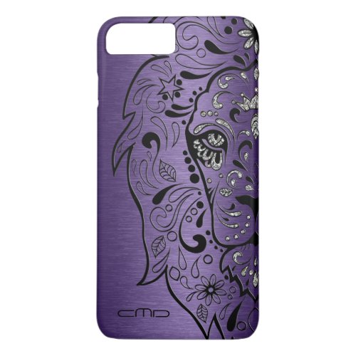 Metallic Deep Purple Texture Lion Sugar Skul iPhone 8 Plus7 Plus Case