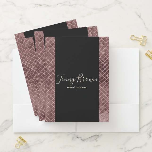 metallic diamond rose gold glitter pocket folder (In Situ)