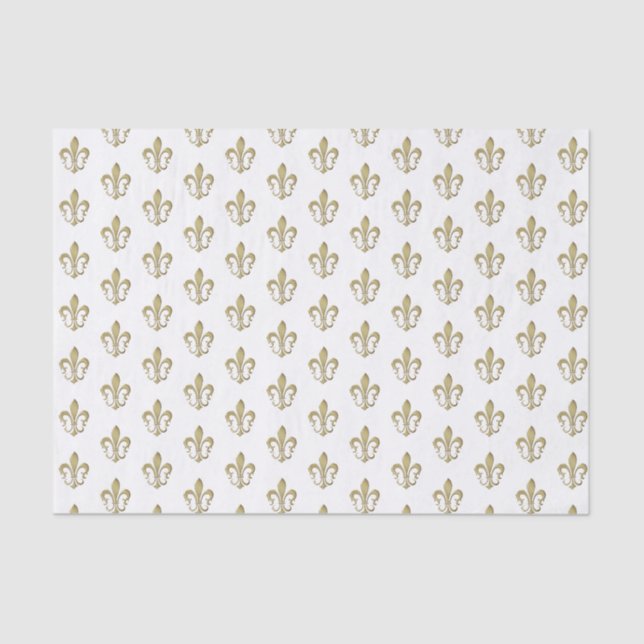 Metallic Dk Gold French Fleur de Lis Tissue Paper (Front)