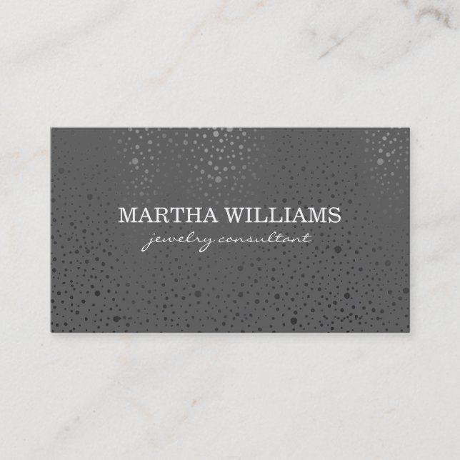 Metallic Dots Pattern Gray Business Card (Front)