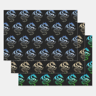 Metallic Dragon Collection Wrapping Paper Sheets