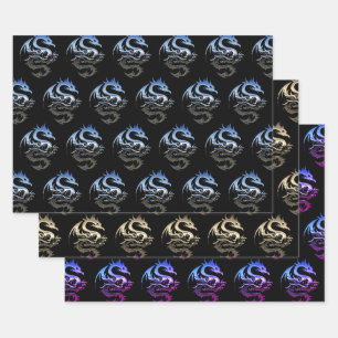 Metallic Dragon Collection Wrapping Paper Sheets