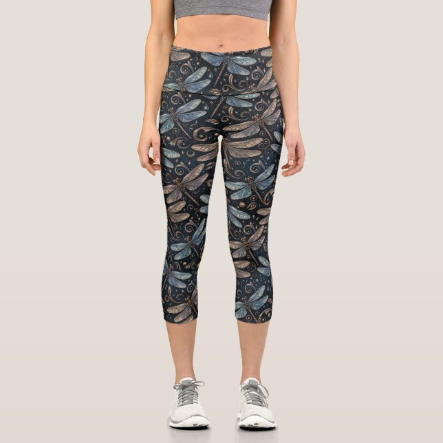 Metallic Dragonflies Leggings (Front)