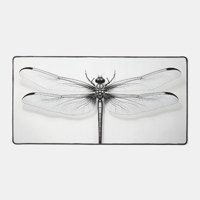 Metallic Dragonfly Desk Mat - Stylish & Functional (Front)