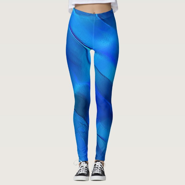 Metallic dunes in vivid blue colors leggings (Front)