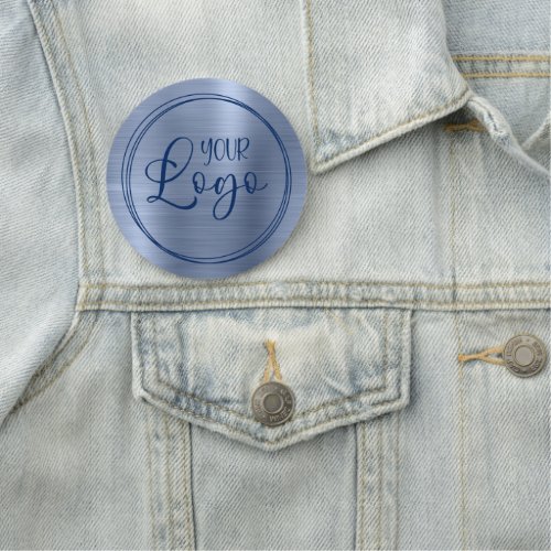 Metallic Dusty Blue Circular Logo Name Tag